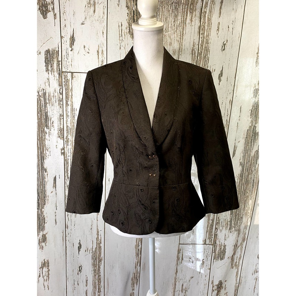 Antonio Melani Brown Brocade Peplum Suit Jacket